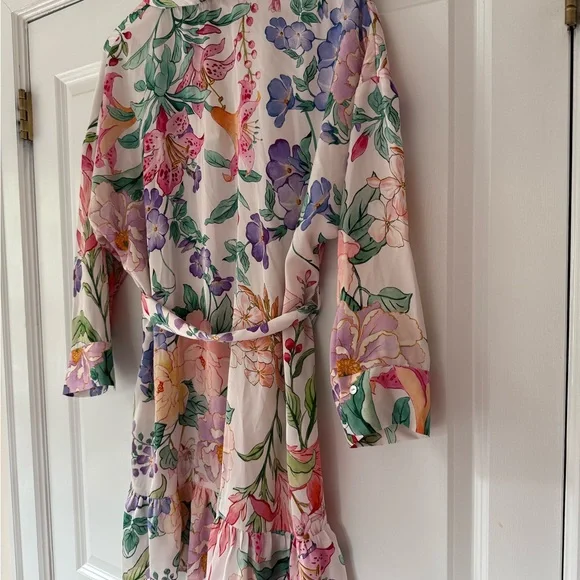 NWT Zara Ladies Multicolor Floral Shirt Dress with Belt Sz XL - Picture 8 of 8